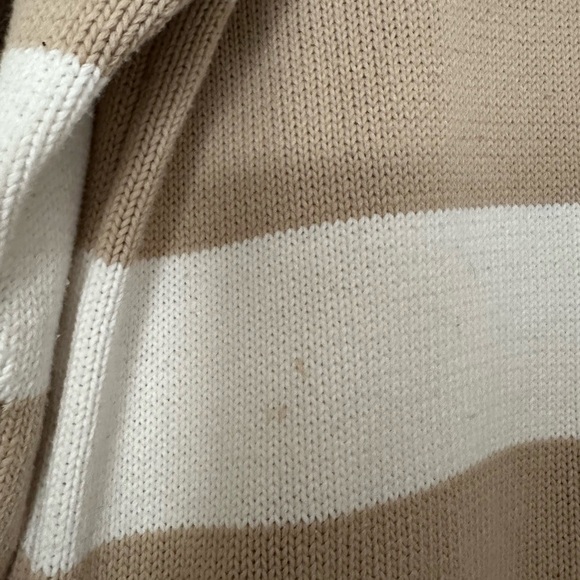 Brandy Melville Tan and White Striped Crewneck Sweater - Picture 2 of 4